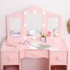 Kids Vanity Set With Mirror, 2-In-1 Wooden Toddler Vanity Table