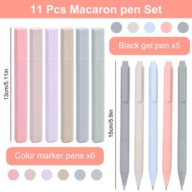 KARELLS Pastel Highlighter Set, 6 Pens Aesthetic Bible Highlighter and 5 Black Fineliner Pens, Multicoloured Pastel Highlighter Bible Accessories, for Journal, Bible, School, Office