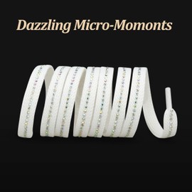 Naivlizer Rhinestone Sparkle Flat Shoelaces for Women - Bling Charm Shoe Strings, Sneakers Replacement Laces, White