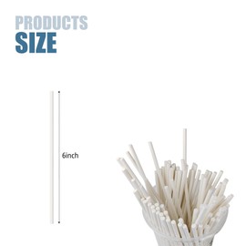 100 Pcs White Lollipop Sticks, 6 Inch Paper Candy Sticks for Homemade Candy Cookies Dessert Cupcake Toppers