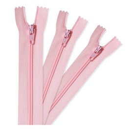 8 inch | 20cm Light Pink Zips (Pack of 3) - Strong No.3 Nylon Closed End Zip Fasteners. Ideal for Sewing, Dressmaking, Skirts, Bags, Cushions, Craft Projects
