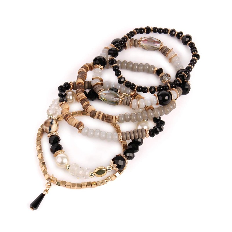 RIAH FASHION Bead Multi Layer Versatile Statement Bracelets - Stackable
