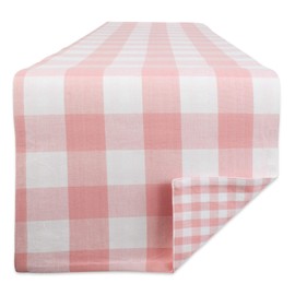DII 100% Cotton Gingham Check Table Top Collection, Runner, 14x108, Pink
