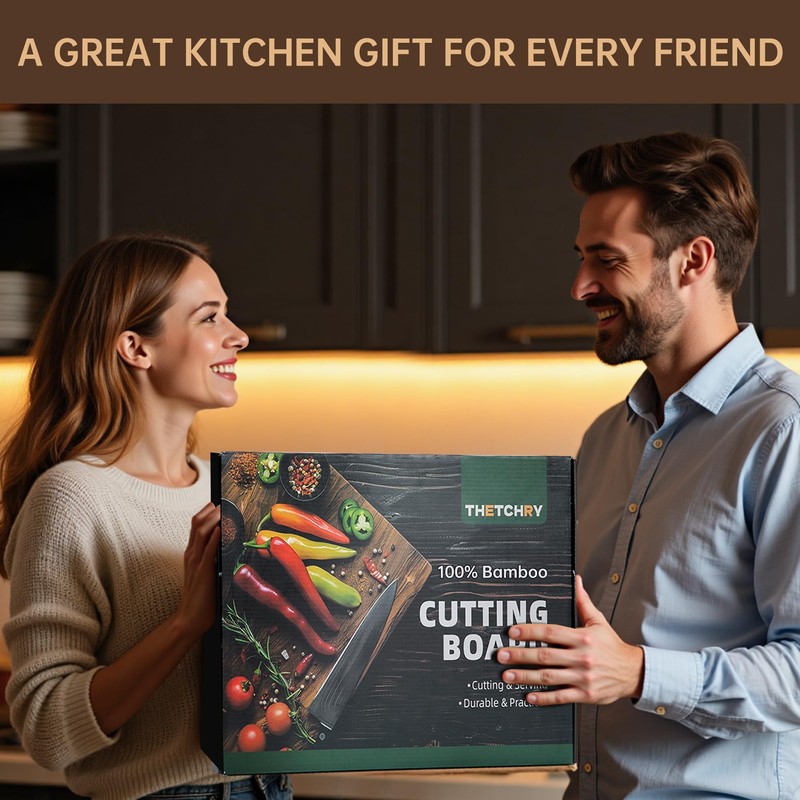 Bamboo Cutting Boards for Kitchen, End Grain Wood Cutting Board