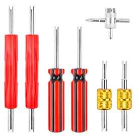 RUNEAY Set of 7 Tyre Valve Tool, Car Valve Key, Car Valves Repair Double and Single Head Valve Wrench, Tyre Valve Tool Set for Car, Motorcycle, Bicycle