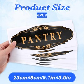 6Pcs Bathroom/Laundry Room/Pantry Door Signs Sticker Self-Adhesive Weatherproof and Fade-Resistant Vinyl Bathroom Door Quote Decal Decor for Home House Business Office Apartment Supplies（9" x 3.5"）