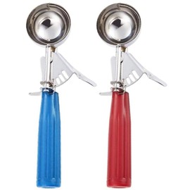 Meadow Lane Trigger Scoop - #24 Size (2-in Diameter) 2.7 Tbsp Capacity, Stainless Steel, Portion Control, Ice-cream & Cookie Dough Scoop, Red and Blue, 2-Pack