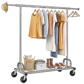 Raybee Heavy Duty Clothes Rack Load 484 LBS, Extra Wide Clothing Racks for Hanging Clothes, Rolling Clothing Rack with Sturdy Wheels, Metal Garment Rack for Bedroom, Laundry Room, Commercial