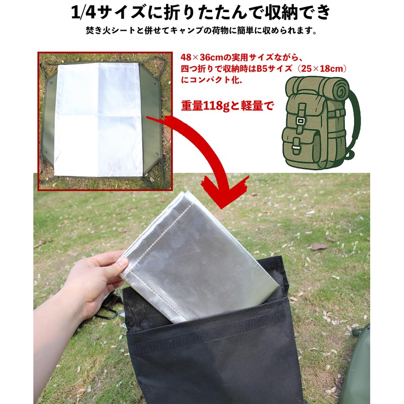 CHENGMAY Bonfire Sheet, Aluminum Thermal Reflective Sheet, Prevents Heat Spreading