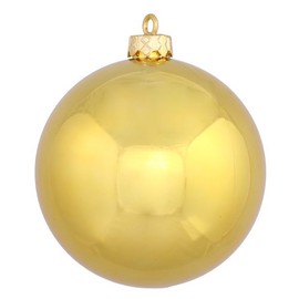 Vickerman Shiny Finish Seamless Shatterproof Christmas Ball Ornament, UV Resistant with Drilled Cap, 4 per Bag, 4.75", Gold