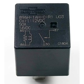 Song Chuan 12VDC, 896H-1AH-C-R1-U03 Mini High Power SPST 50A Relay, Flux Tight w/Resistor