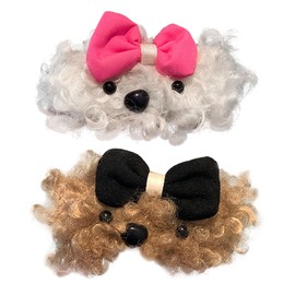 AEGYPIUS Animal Hair Clips for Women, 2 Pcs Plush Curly Dog Hair Clips Dog Bow Clips Funny Hair Clips, Brown Beige Novelty Hair Clips Cat Hair Clips Animal Claw Clips Fun Hair Clips for Women