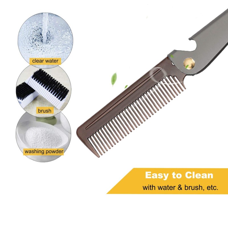 Stainless Steel Folding Comb, Pocket Comb for Men and Women,