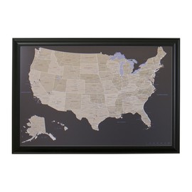 Push Pin Travel Maps Customizable Wall Art - Earth Toned US - Black Frame - Framed Pin Map, Includes 150 Pins - Handcrafted in USA - 27.5" x 39.5"