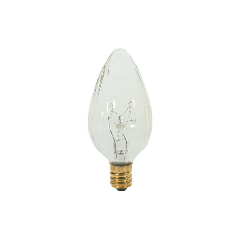 Satco S3360 120V Candelabra Base 15-Watt F10 Flame Bulb, Clear