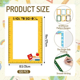 Whaline 120Pcs Back to School Stationery Paper 6 Designs Colorful School Stuff Letterhead Paper Border Computer Printing Writing Letters for First Day of School Classroom Supplies, 8.5 x 11 Inch