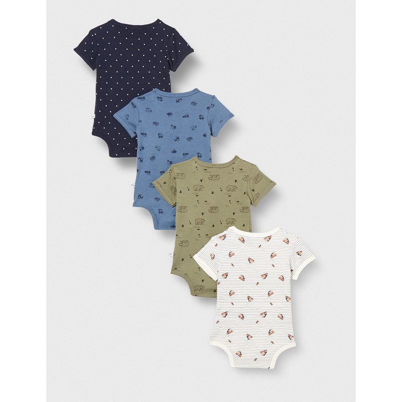 PIPPI Unisex Baby Bodysuit SS AO-printed (4 Pack) Shaping Bodysuit,