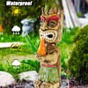 MIBUNG 13" Tall Solar Torch Tiki Garden Statue, Resin Large