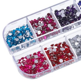 Winkwinky 2 Boxs Crystal Rhinestone, Rhinestones for Craft Diamante Gem Crafts 4-color Silver+ 12-color Round Diamond for Crafts Nail Art Clothes Shoes Bags