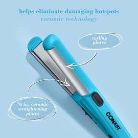 Conair Mini Dual Deluxe Styler; Add Curls and Waves - or - Straighten; Perfect for On-The-Go Styling