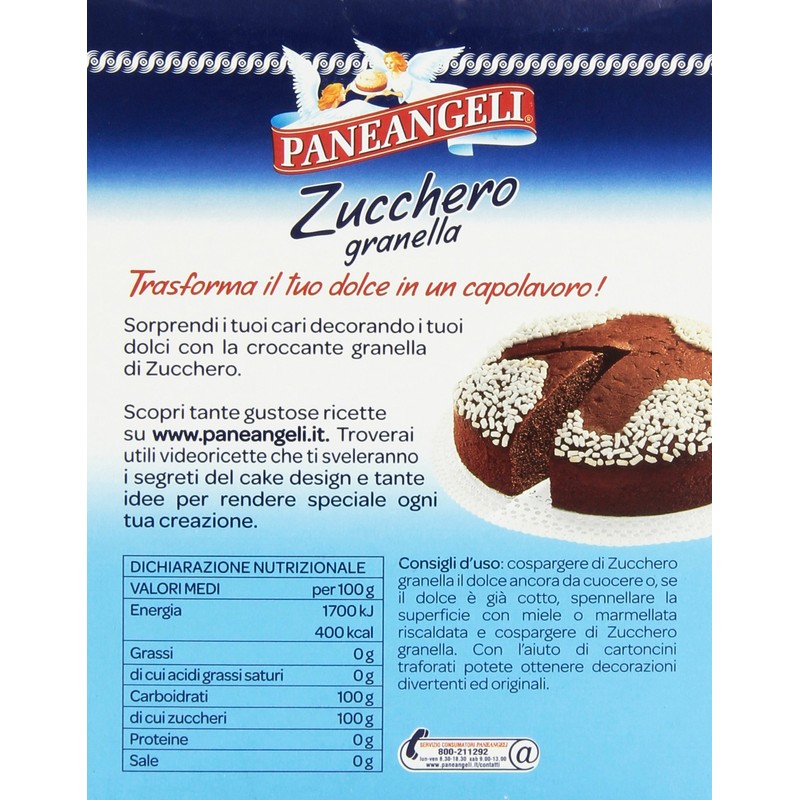 Paneangeli: "Zucchero Granella " Granulated Sugar 4.40 oz - 125g