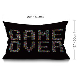 BGBDEIA Retro Vintage Video Game Over Farmhouse Cushion Cover 12x20 Inch,Home Decorative Throw Pillow Case Pillow Cover,Home Gifts,Housewarming Gift 30 x 50 cm