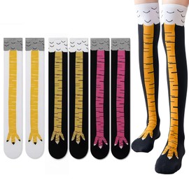[Festov] Chicken Leg Socks Set Popular Chicken Leg Socks Set Funny Chicken Leg Over Knee Socks Slimmer Leg Fancy Dress Party Halloween Disguise Party Funny Theme Socks for Men Women 100% Cotton