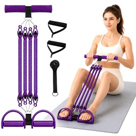 2026 Upgrade Pedal Resistance Band with Handles, Adjustable 4-Tube Detachable Foot Pedal Resistance Band, Portable Home Gym Equipment for Abs, Arms, Waist, Legs & Full Body Workout, Men Women