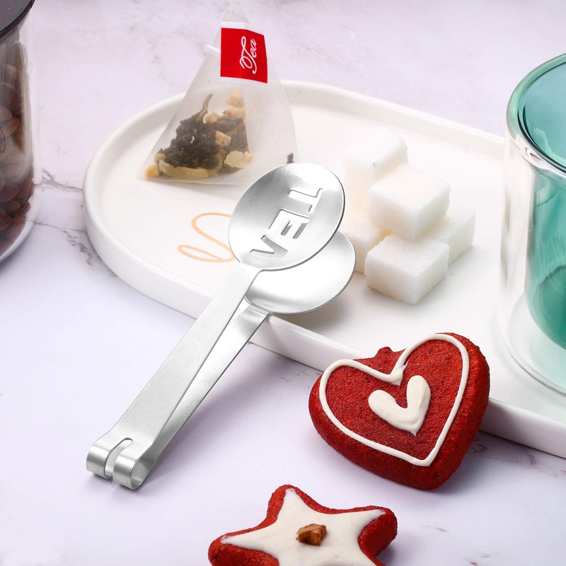 Tea Bag Squeezer Tongs Stainless Steel Spoon for Bags Silver