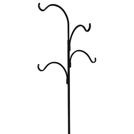 BestNest Erva Wrought Iron Four Arm Shepherd Hook, Black, 92”H