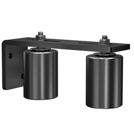 JUGREAT Heavy Duty Slide Gate Guide Roller 3"Black L Rear Post Bracket Adjustable Dual Nylon Gate Roller Guide Support Assembly for Sliding Rolling Gates