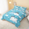 QOOMO Cat Comforter Twin Size,Blue Cloud Cats Comforter Set for