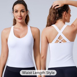 Evercute Workout Yoga Crop Tank Tops for Women 1/2/3 Pack Criss Cross Strappy Tops with Built in Bra Ribbed Seamless Tanks