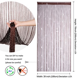 HYSENM 2 Pack Door Curtain 100 x 200cm Fly Screens for Doors, Beaded Door Curtain String Curtain for Doors, Door Fly Screen Curtain for Doorways - Brown