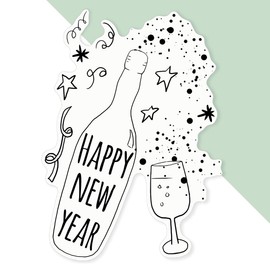 Azeeda 'Happy New Year' White Premium Vinyl Decal Sticker – Waterproof, Durable & Easy to Apply - Ideal for Car Bumpers, Windows, Bins and More (DW00168959)