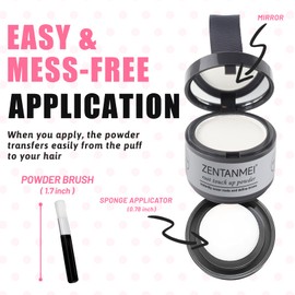 ZENTANMEI Root Touch Up Hairline Powder for Women & Men, Gray Hair Cover Up, Hairline Shadow PowderSweatproof & Windproof, 0.14 oz Root Cover Up Powder for Thinning Hair (White)