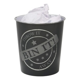 JVL Small Bin It Waste Paper Bin, 24.5 cm x 26.5 cm, Dark Grey