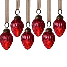 Aurora Christmas Set of 6 Pinecone Christmas Baubles, Red, 1"