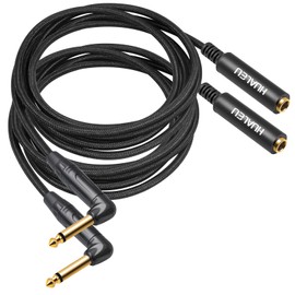 HUALEU 2-Pack 6Ft 1/4 Inch Right Angle TS Male to 1/4 Inch TS Female Adapter Cable, 6.35mm 1/4" Mono Connector for Bottom Plug Guitar/V-Shape Guitar/Front Facing Jack Guitar Extension Cord