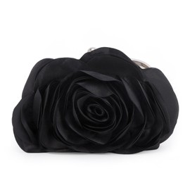 LHHMZ Women Elegant Rose Clutch Bag Floral Satin Clutch Floral Evening Shoulder Bag Wedding Party Clutch