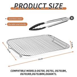1Pcs Grill Rack for Ninja Woodfire,Stainless Steel Roast Racks Set,Barbecue Cooling Rack,Camping Picnic Grill Accessories,Grill Stand Oven Rack,For Outdoor Smoker Electric Grill Rack OG701 OG751 OG700