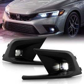 ACANII - For 2022-2023 Honda Civic Front Bumper LED Fog Lights Driving Lamps w/Switch Replacement Pair Set Left+Right