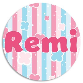 Remi - Circle Sticker Decal 3 Inch - Name Tag Water Bottle School Supplies