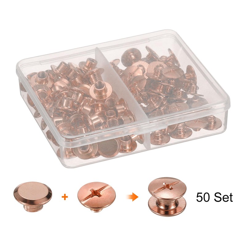 HARFINGTON 50 Sets Chicago Screws Leather Rivets, M5 3/16-Inch Belt