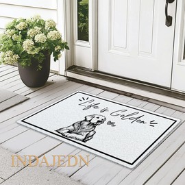 INDAJEDN White Funny Golden Retriever Door Mat, Life is Golden Funny Welcome Mats Doormat for Front Door Porch Outside Inside Outdoor Indoor Entrance, 17x29 Inch