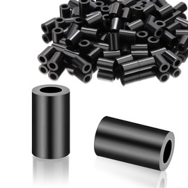 SWTYExt Pack of 100 Round Spacers ABS Nylon Washers M4-7 x 10 mm Spacer Sleeves Plastic Black Spacer Wall Insulation Washers without Thread Spacer Sleeves for Screws
