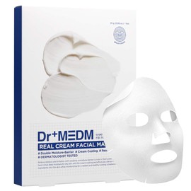 DR+ MEDM Real Cream Facial Mask 25g 5 Pack - Highly Concentrated Moisturizing Cream Coating Facial Mask Sheet, Super Adhesion Silky Soft Natural Gauze Sheet, for Dry and Sensitive Skin