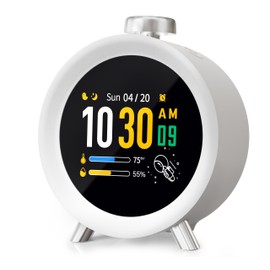 MOMILLA Alarm Clock with Colorful LCD Display, 4 Digital Alarm Clocks, Super Easy to Set, White Noise, Snooze for Heavy Sleepers, Kids/Adults/Teens, Loud Electric Desk Small Clock for Bedroom