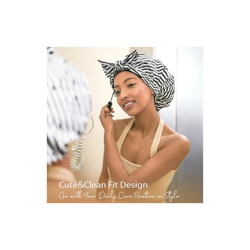 Yanibest Gorro Ducha Reutilizable Impermeable Mujer Antideslizante Lindo Pelo Raya
