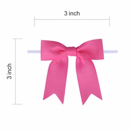 Meseey Premade Grosgrain Ribbon Bows for Treat Bags, 3 Inches, Set (Hot Pink, 30)